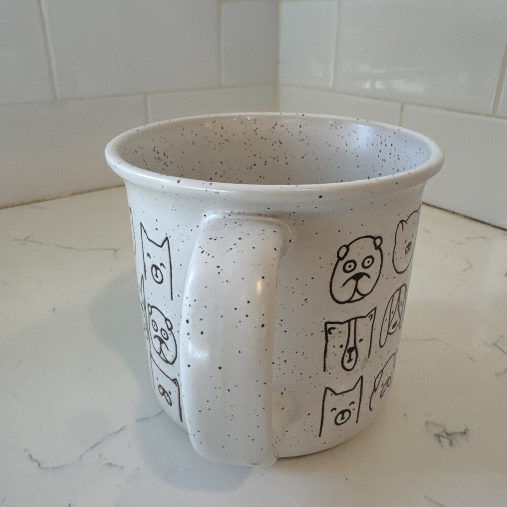 Winifred & Lily MUG Ceramic Stoneware DOG FACES Tan Speckle Oversize Coffee - Picture 3 of 9